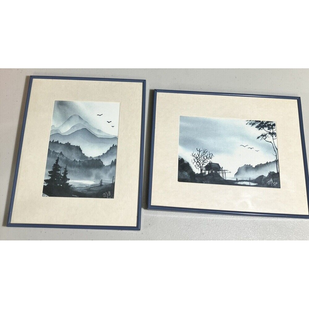 Pair Dark Watercolor Painting Majestic Landscape Nature Splendor Art Artwork